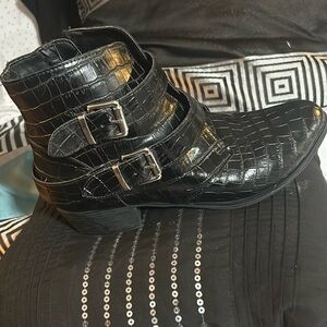 a.n.a. Black buckle biker boots